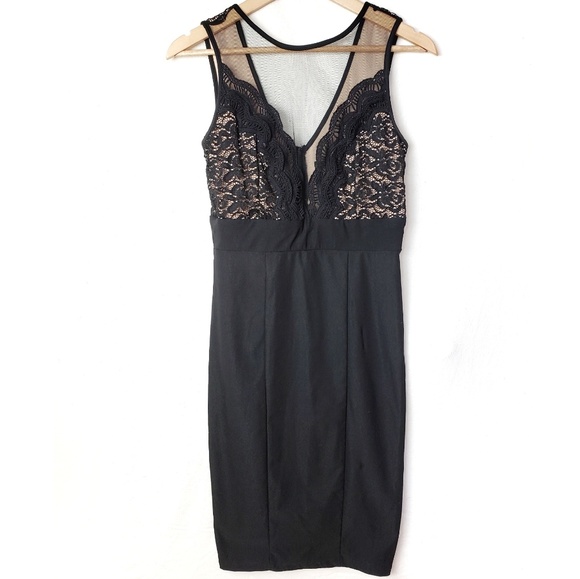 Trixxi Black Illusion Lace Sheath Dress 5 - Picture 3 of 8